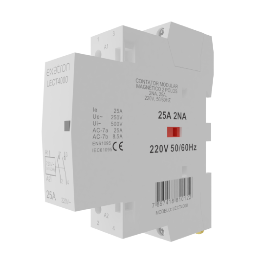 Contator Circuitos de Comando Modular 2 Polos, 2NA, 25A, 220V