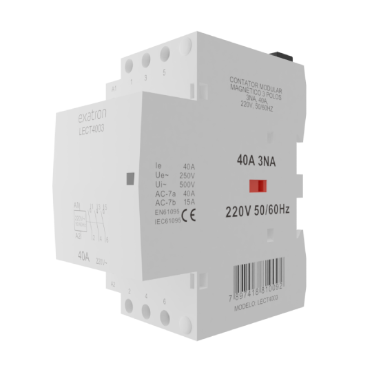 Contator Circuitos de Comando Modular 3 Polos, 3NA, 40A, 220V