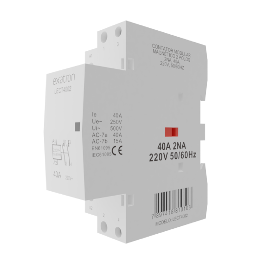 Contator Circuitos de Comando Modular 2 Polos, 2NA, 40A, 220V