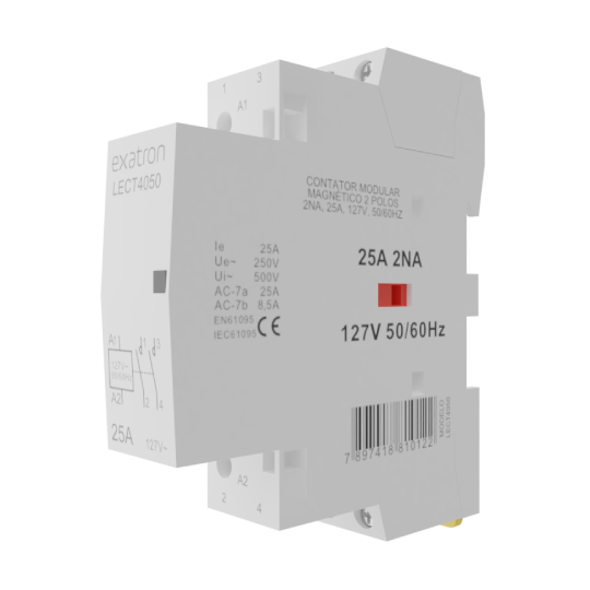 Contator Circuitos de Comando Modular 2 Polos, 2NA, 25A, 127V